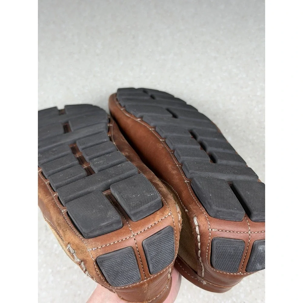 OVERLAND‎ Marco Suede & Leather Moccasin Shoes Khaki Cognac Sz 46 US 12?